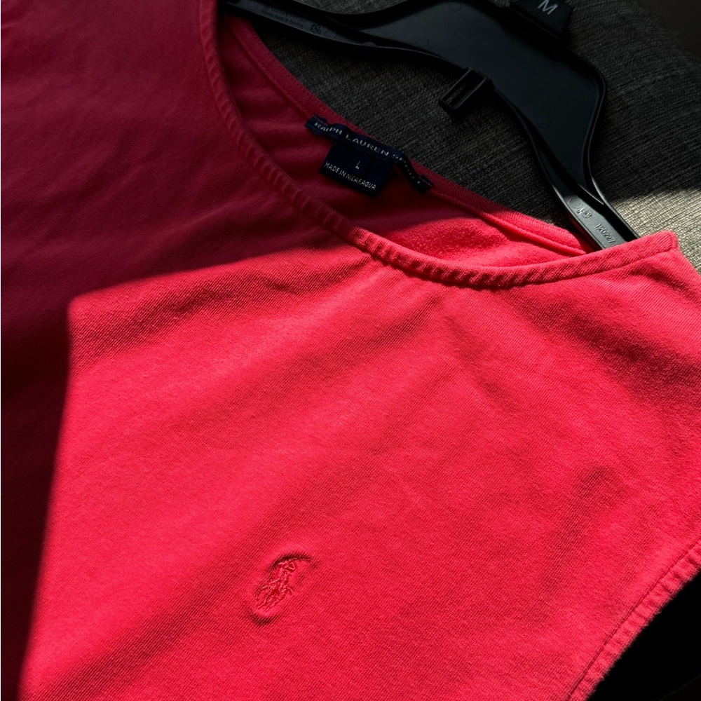 Ralph Lauren Sport Women’s Large Coral Sleeveless Tank Top Stretch Cotton Logo - Picture 4 of 6